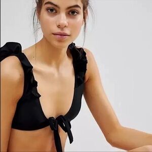Missguided Frill Shoulder Tie Front Bikini Top Mix And Match